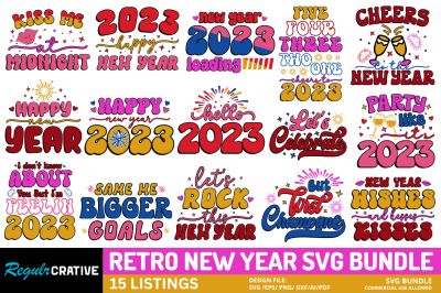 Retro New Year SVG Bundle