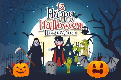 13 Halloween Night Background Illustration