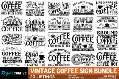 Vintage Coffee Sign Svg Bundle