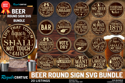 Beer Round Sign Svg Bundle
