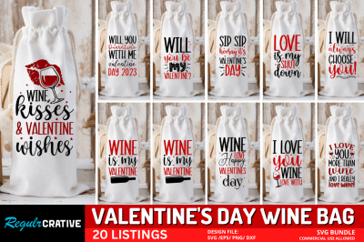 Valentine&#039;s Day Wine Bag SVG Bundle