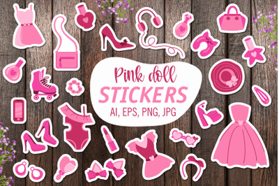 Pink doll  &2F; Printable Stickers Cricut Design