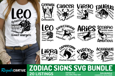 Zodiac Signs SVG Bundle