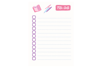 To do list. Planner note page. Girly notebook. Frame for text with num