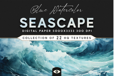 Blue Watercolor Seascape Texture Pack