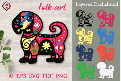 Multi-layer craft &quot;Dachshund in folk style&quot;