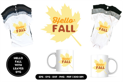 Hello fall with leaves SVG