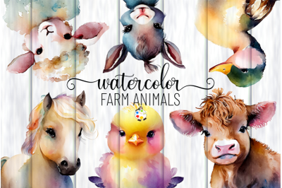 Watercolor Farm Animal Clipart Illustrations