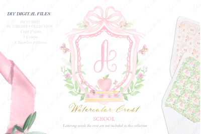 Pink School Family Watercolor Crest