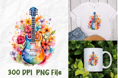 Autism Awareness Rocking Guitar Flower