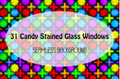 31 Candy Stained Glass Windows - Seamless Backgrounds