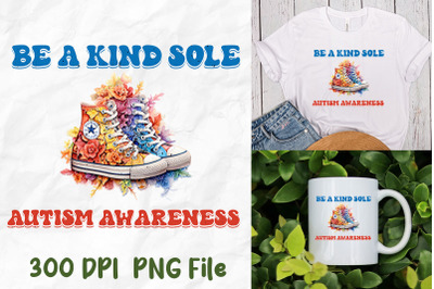 Autism Be A Kind Sole Rainbow Shoes