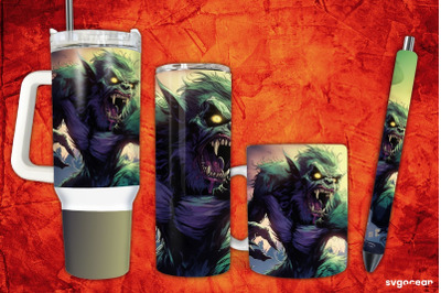 Zombie-werewolf Wrap Bundle | Tumbler | Mug | Pen