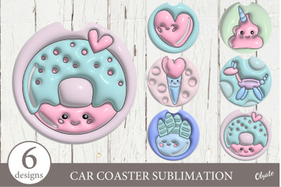 Kawaii Coaster Bundle. Car Coaster Sublimation Design