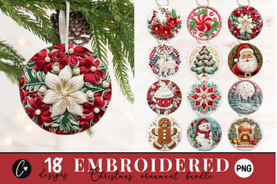 3D Embroidered Christmas Ornaments PNG