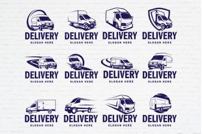 Cargo van logo design template collection