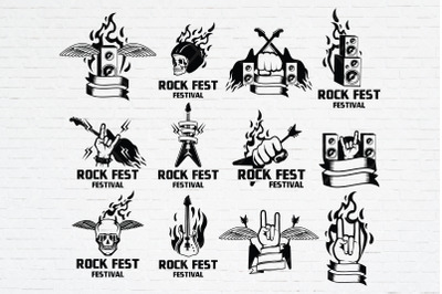 Rock and Roll shirt design svg, Music badge design, Logo bundle svg, R
