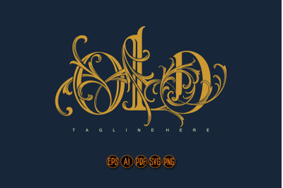 Timeless charm old lettering gold monogram logo