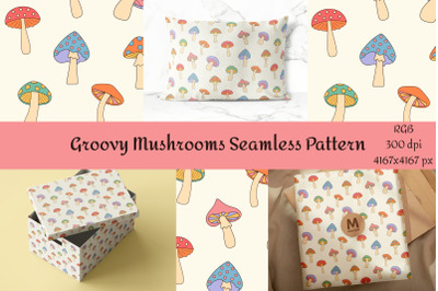 Groovy Mushrooms Seamless Pattern