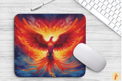 Majestic Phoenix At Fiery Sky Mouse Pad