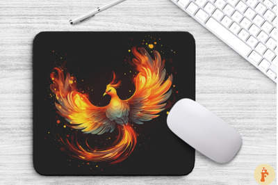 Burning Fire Phoenix Bird Mouse Pad