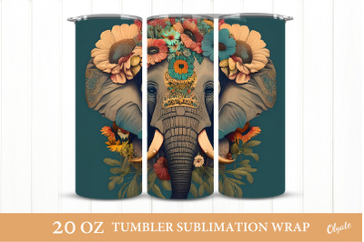 Elefant Tumbler Sublimation. Animal Tumbler Wrap