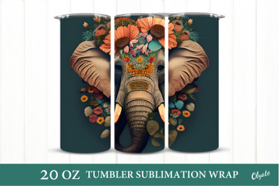 Elefant Tumbler Wrap. Animal Tumbler Sublimation