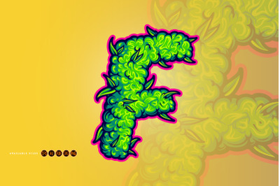 Monogram Letter F with perfect blend cannabis buds