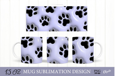 3D Inflated Design. 3D Puff Paw Mug. Dog Mug