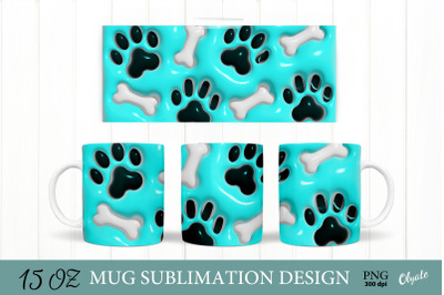 3D Puff Paw Mug. 3D Inflated Dog Mug.