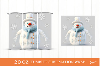 Knitting Snowman PNG. Christmas Tumbler Wrap. 20 OZ
