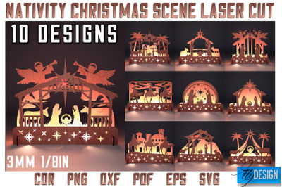 Nativity Christmas Scene Laser Cut SVG | Nativity Laser Cut SVG Design