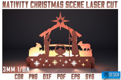 Nativity Christmas Scene Laser Cut SVG | Nativity Laser Cut SVG Design