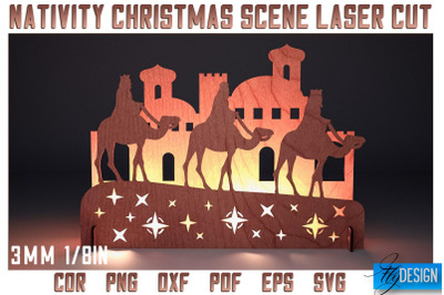 Nativity Christmas Scene Laser Cut SVG | Nativity Laser Cut SVG Design