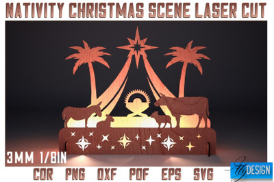 Nativity Christmas Scene Laser Cut SVG | Nativity Laser Cut SVG Design