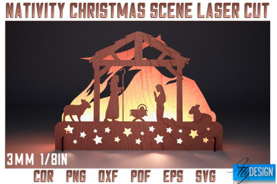 Nativity Christmas Scene Laser Cut SVG | Nativity Laser Cut SVG Design