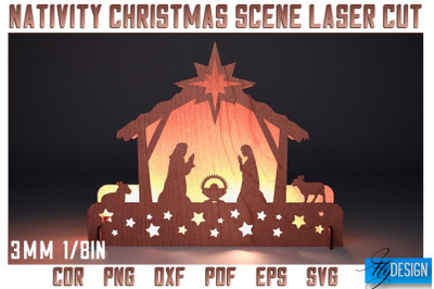 Nativity Christmas Scene Laser Cut SVG | Nativity Laser Cut SVG Design