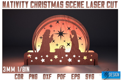 Nativity Christmas Scene Laser Cut SVG | Nativity Laser Cut SVG Design