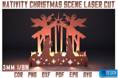 Nativity Christmas Scene Laser Cut SVG | Nativity Laser Cut SVG Design