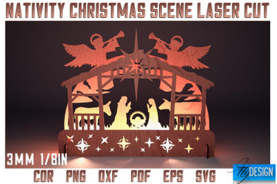 Nativity Christmas Scene Laser Cut SVG | Nativity Laser Cut SVG Design