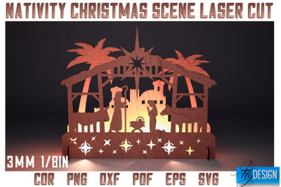 Nativity Christmas Scene Laser Cut SVG | Nativity Laser Cut SVG Design