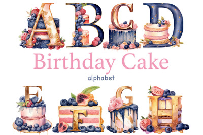 Birthday Cake Alphabet | Invitation Birthday Clipart