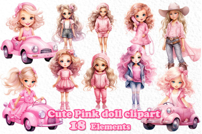 Pink Doll clipart Pinkcore Clipart Pink fashion doll graphic