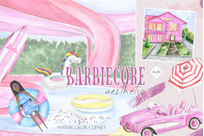 Barbiecore Clipart. Y2K Pink Doll Aesthetic PNG