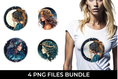 Celestial Boho Magic - Star Gazer T-Shirt PNG Bundle