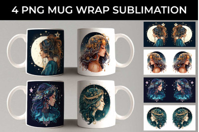 Celestial Boho Magic - Star Gazer Mug Wrap PNG Bundle