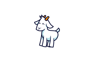 cute baby goat vector template logo design