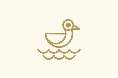 cute duck lineart vector template logo design