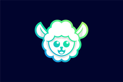 cute sheep lineart vector template logo design