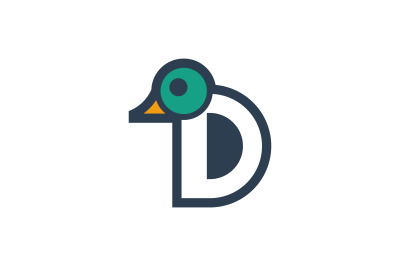 letter D duck face vector template logo design